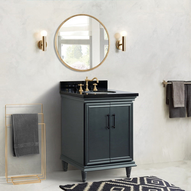 Meuble-lavabo simple et lavabo ovale, 25", Noir galaxie