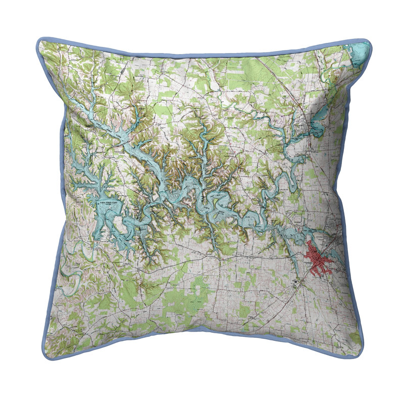Coussin décoratif d’intérieur/d’extérieur à cordons pour lit intérieur/extérieur tim ford lake, 22 po x 22 po