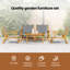 Set Of 3 Acacia Wood And Rattan Standard