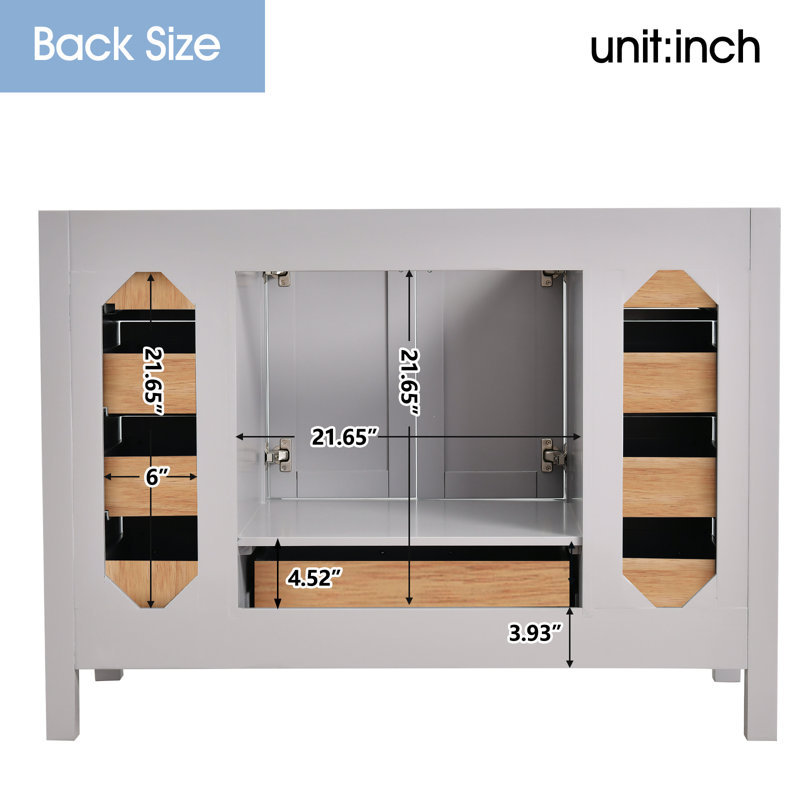 48-inch Bathroom Vanity With Engineered Stone Top, Silver, Gray