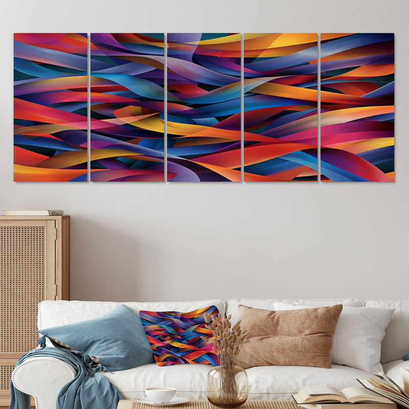 «Creigh - Waves», art mural 5 pièces, 32" H x 80" W
