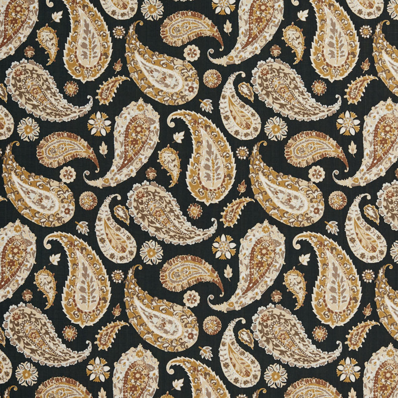Tissu d’impression motif cachemire, Brun / Noir