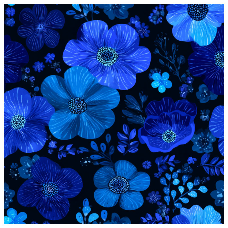 Couvre-lit matelassé à motif floral bleu , Grand lit