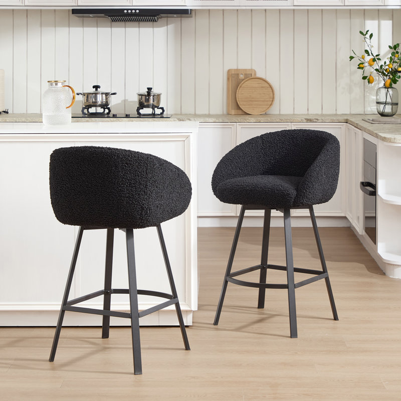Absalom 67.1cm Swivel Bar Stool, Black, 2