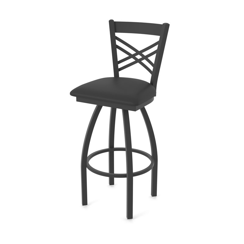 820 Catalina Swivel Stool, Vinyl-Black Vinyl, Black Wrinkle, Bar Stool (30" Seat Height)