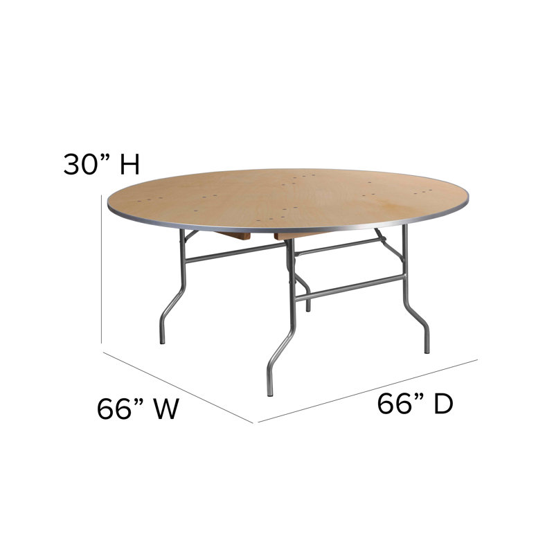 Table de banquet pliante en bois de bouleau Marcott, H 30 po x l 66 po x P 66 po
