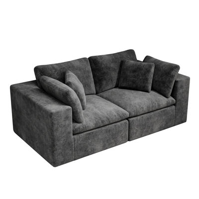 Modular Sectional Sofa Seat,Upholstered Compressed Couch For Living Room,Bedroom,Apartment,No Assembly Required,2PC Free Combination,Plush Corduroy Fabric