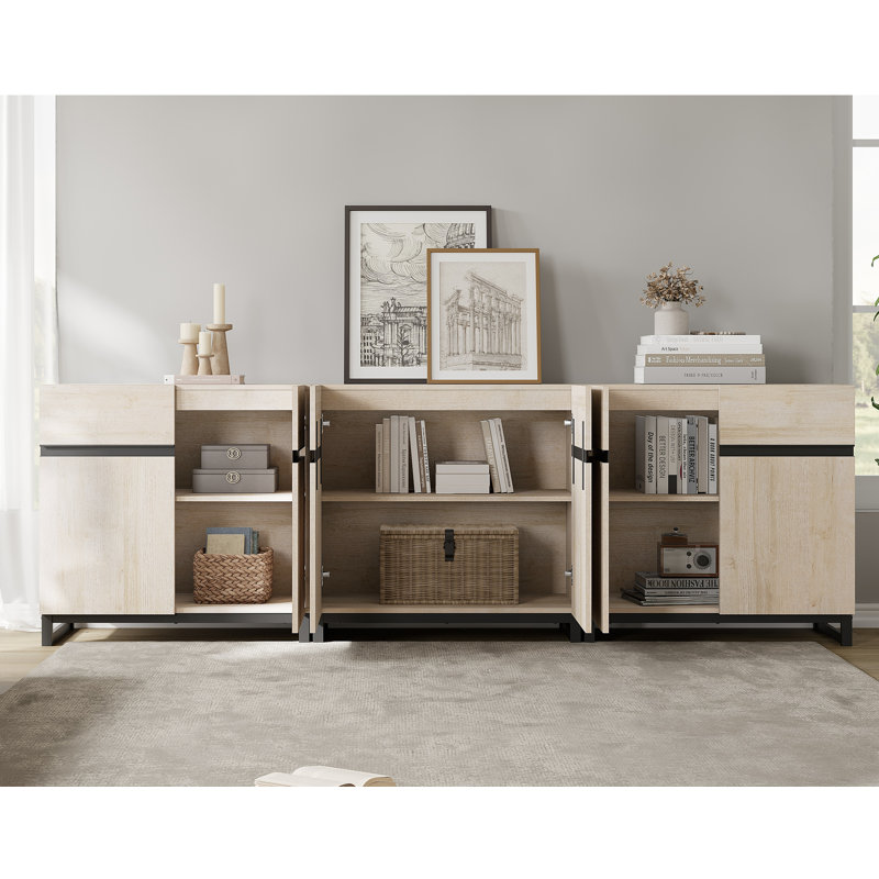 Modern 3-In-1 Accent Cabinet With Shelves - Storage Cabinet For Living Room, Hallway, Entryway, Beige