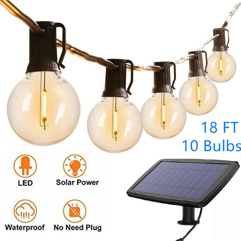G40 Solar Powered 18Ft Outdoor String Lights