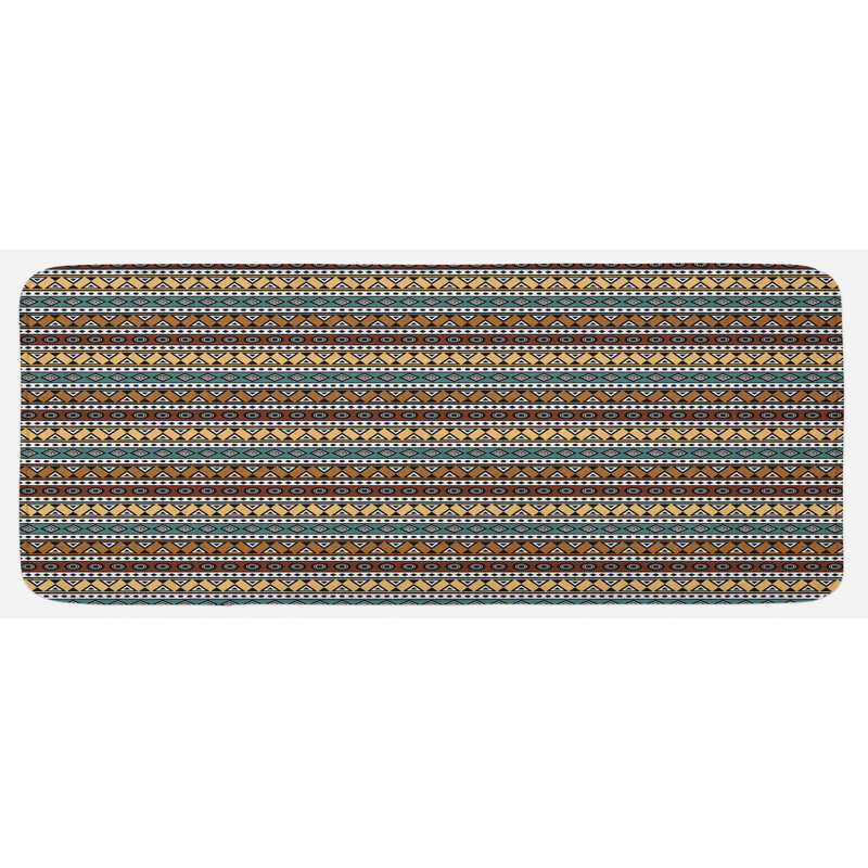 Rustic Striped Synthetic Kitchen Mat