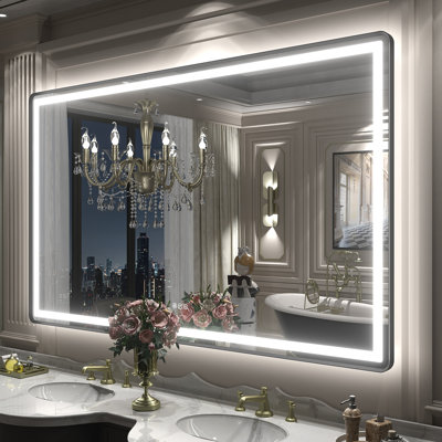 Aevar UL Certified Front & Back LED Anti-Fog Tempered Glass Bathroom/Vanity Mirror with 3-Year Warranty