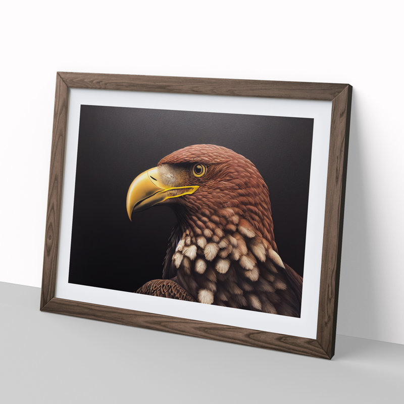 Euphoric Eagle Bird - Framed Print, 25cm H x 34cm W x 2cm D, Walnut