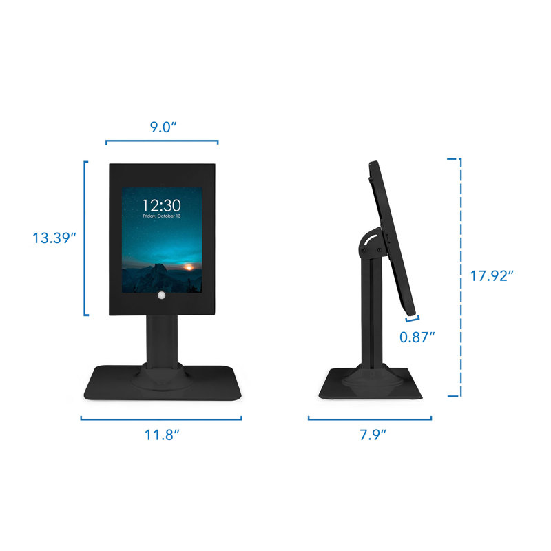 Black Anti-Theft Locking Tablet Kiosk Stand for iPad