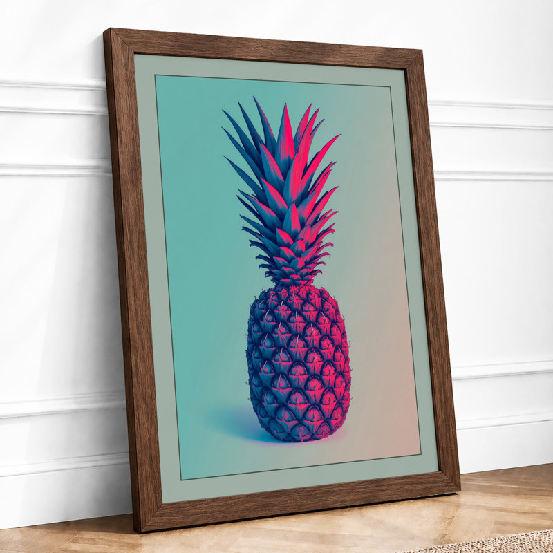 Pineapple Modern - Framed Print, A2 - 59.4 x 42.0 cm, Walnut