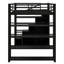 Lit mezzanine avec tablettes de rangement, armoires et garde-robe intégrée