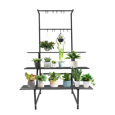 3TierPlantStandMetalPlantHolder WithHangingRods