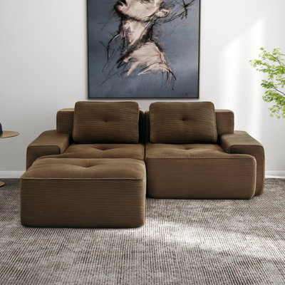 82" Modern L-Shaped Modular Sectional Sofa For Living Room, Corduroy Fabric