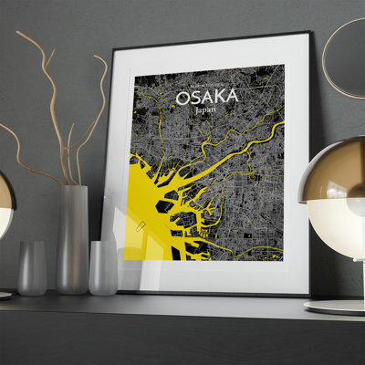 Osaka City Map In Times - No Frame Print