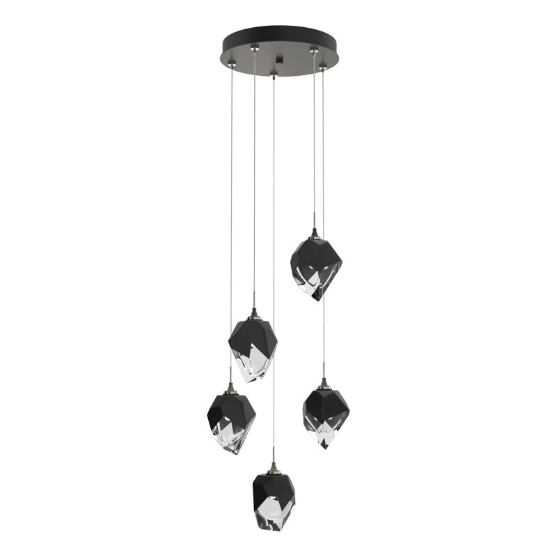 Chrysalis Cluster Geometric Pendant, 12" - 80", Black, Dark Smoke
