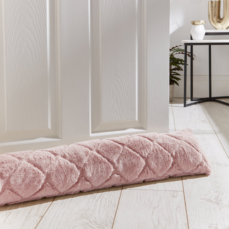 Cosy Diamond Faux Fur Door Draught Excluder, Bleach