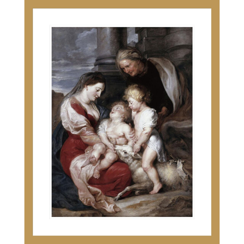 La mare de Deu i El Nen amb santa Isabel I sant Jolan Cap A 1618 par Peter Paul Rubens - impression giclée encadrée