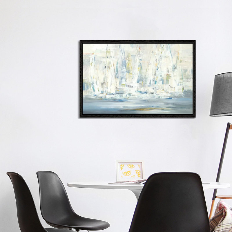 Regatta Time 1 Piece Painting on Canvas, 66.04cm H x 101.6cm W x 3.81cm D, Black Framed