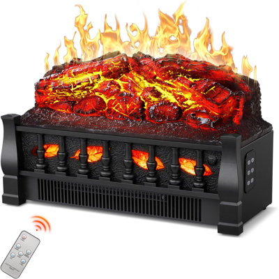 Electric Fireplace Log Set Heater, 21" Vintage Design Portable Freestanding Fireplace Log Heater