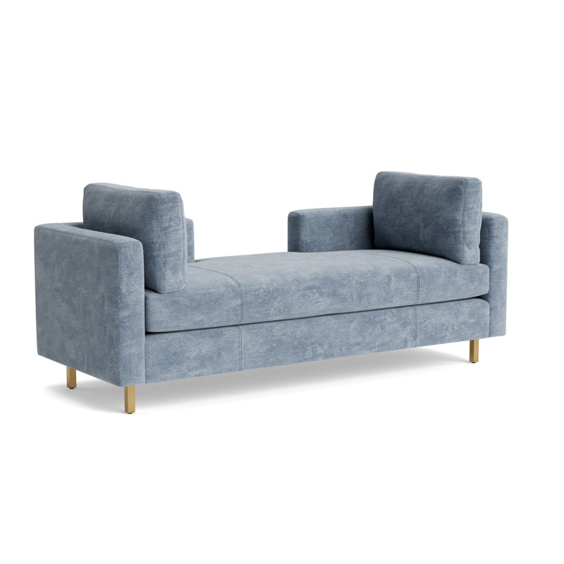 Hunter Bench, Vintage Chenille - Smoky Blue, Brushed Brass