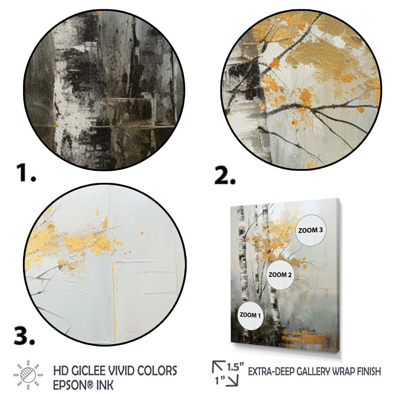 Virsie " Birch Woods Ethereal Elegance VII ", 20" H x 12" W x 1" D, White Picture Framed