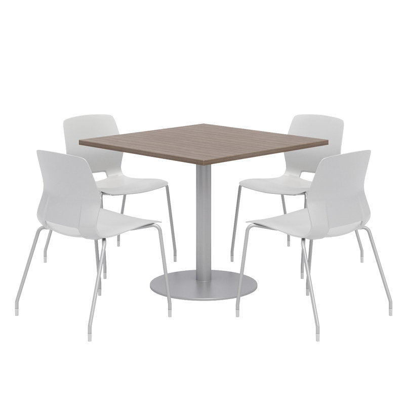 Ensemble de table carrée avec chaises, H 29 po x L 36 po x P 36 po, Studio teck, Gris clair