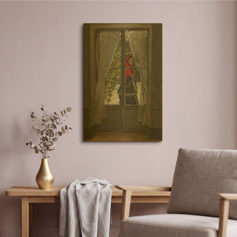 «Le mouchoir rouge» par Claude Monet, art mural en métal doré, 16 po x 24 po, 16 po x 24 po