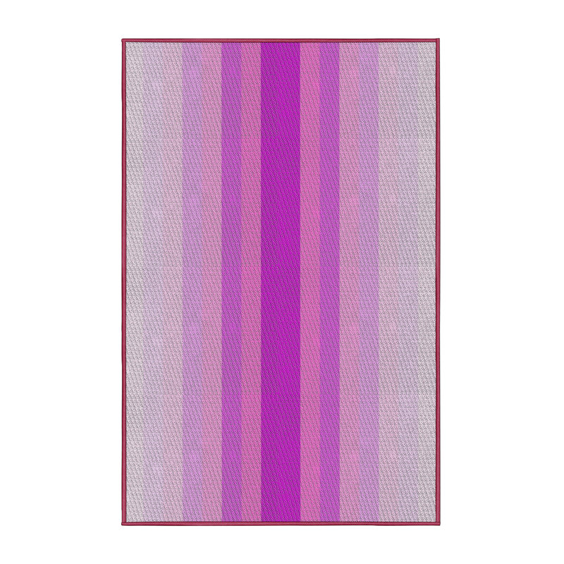 Tapis rose à rayures Khaled, Rectangle 5 pi x 7 pi
