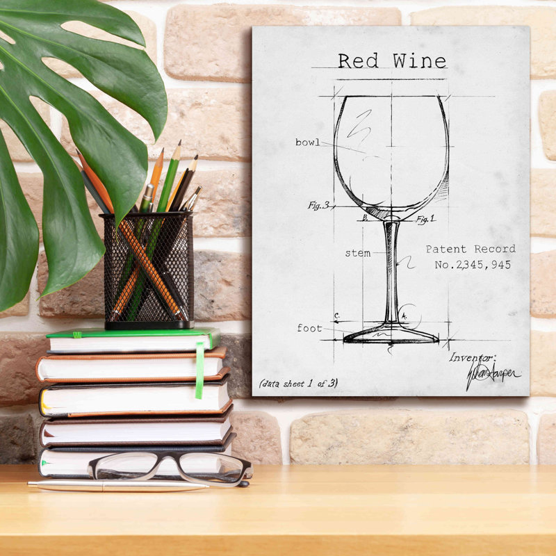 «Barware Blueprint III» par Ethan Harper, estampe numérique sur toile, H 16 po x l 12 po x P 0,75 po