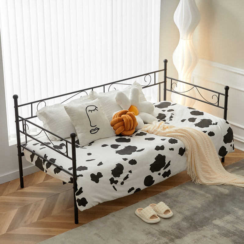 Single Steel Daybed, European Single (90 x 200cm), Black