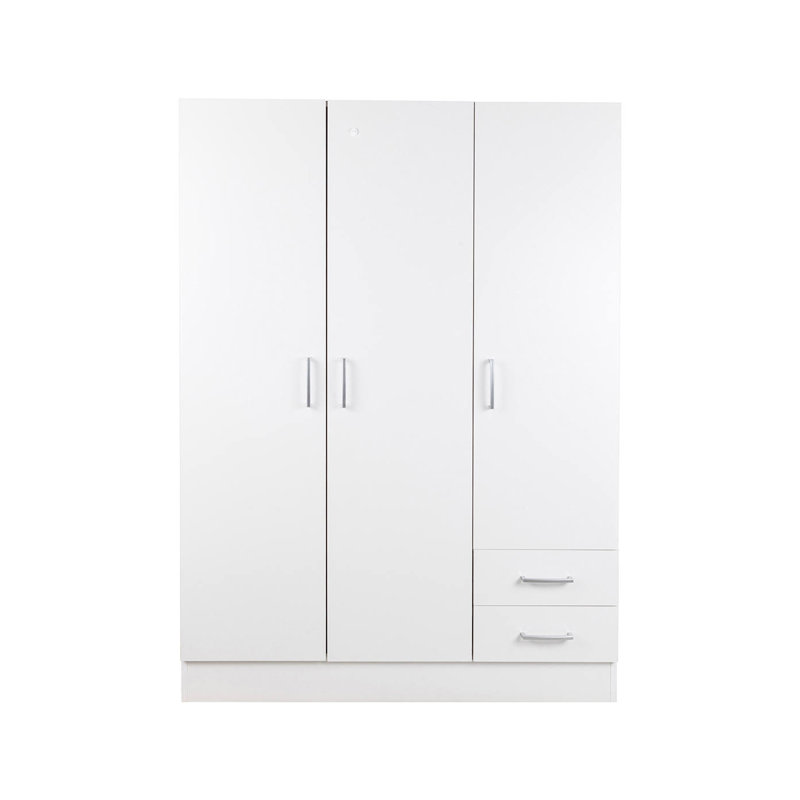 3 Door Manufactured Wood Wardrobe, White