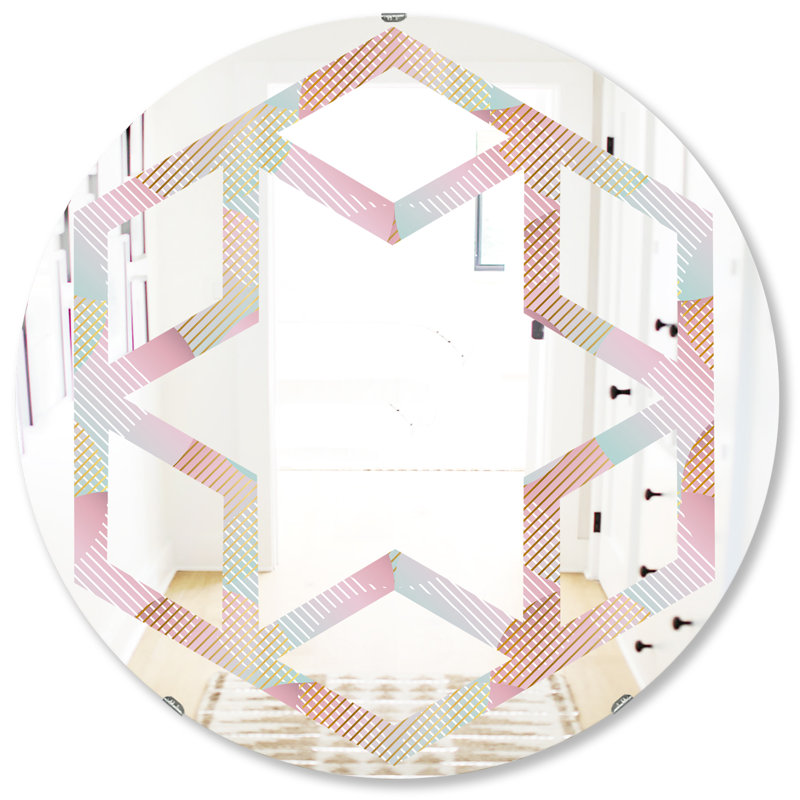 Miroir mural en forme de « hexagonale » à motif de design abstrait vii moderne, 23,6 po x 23,6 po