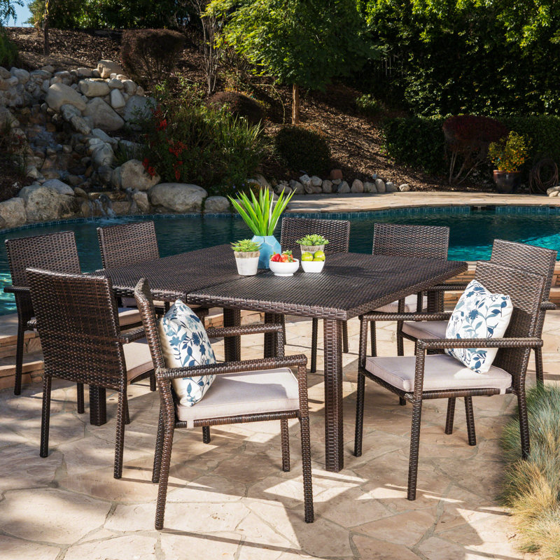 Rhead Square 8 - Person 64'' Long Dining Set with Cushions, Multibrown