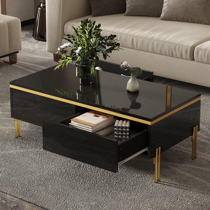 Modern High-Gloss Coffee Table, Black