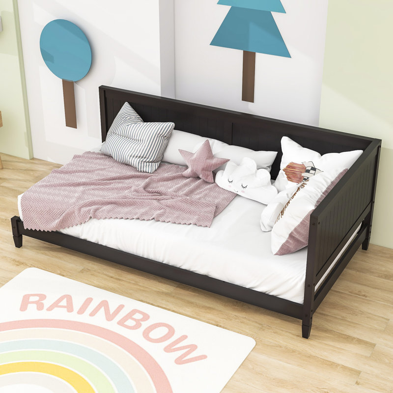 Evelene Wood Daybed with Slats and Legs, Espresso, Twin