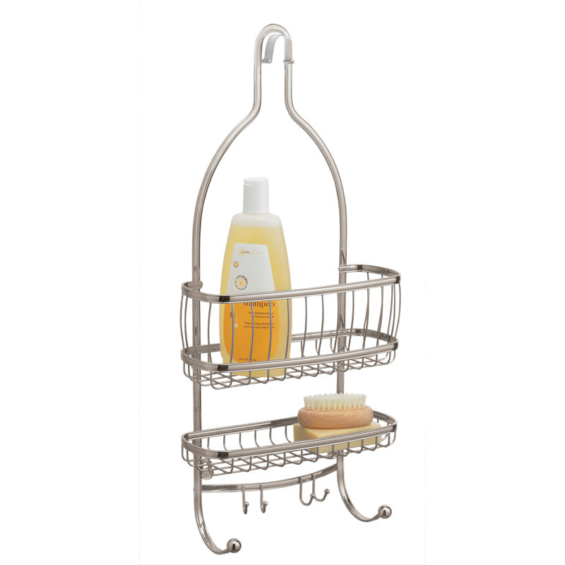 iDesign Metal Extra-Wide Hanging Shower Caddy, The York Collection – 10" x 4" x 22", Satin Steel