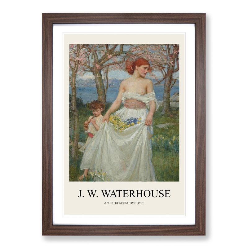 A Song of Springtime by John William Waterhouse - Picture Frame Painting, 48cm H x 36cm W x 2cm D, Walnut Framed