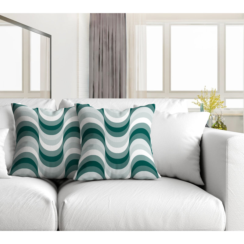 Coussin décoratif carré intérieur / extérieur Slivno, L 17 po x H 17 po, Émeraude