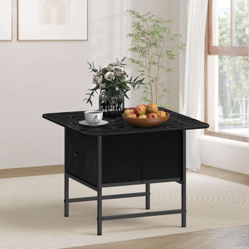 23.6" Square Black End Table 120lbs Capacity Coffee Side Table for Living Room Bedroom