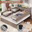Cadre de lit de style campagnard avec tête de lit double avec porte de grange et lit rustique en bois avec 4 tiroirs et lumières DEL-1218237129-1220050895