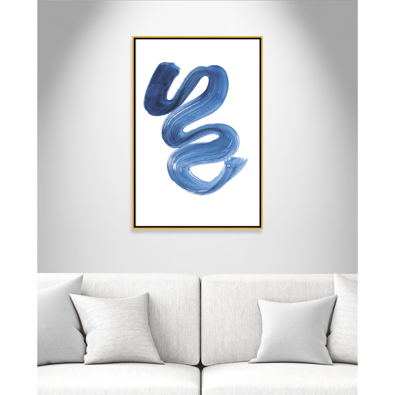 Coppola "Slinky Indigo II" Print by Filippo Ioco, 37.5" H x 25.5" W x 2" D, Gold Framed Canvas