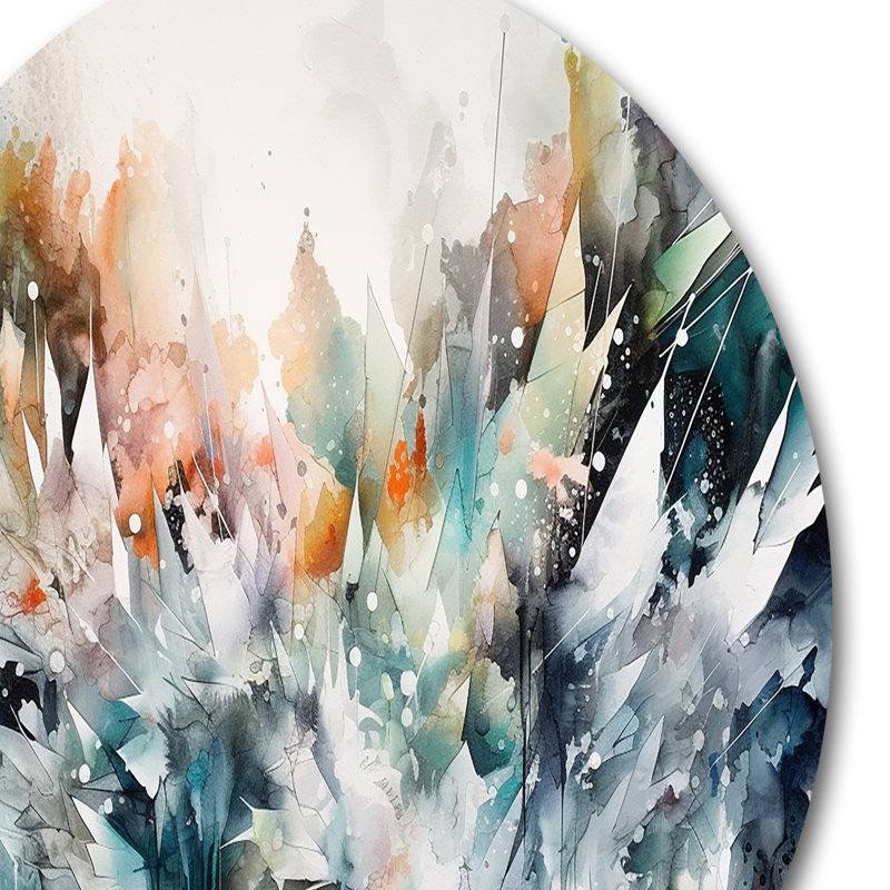 «Vibrant Paint Eruption IV», art mural rond abstrait géométrique sur métal, H 29 po x l 29 po x P 1 po