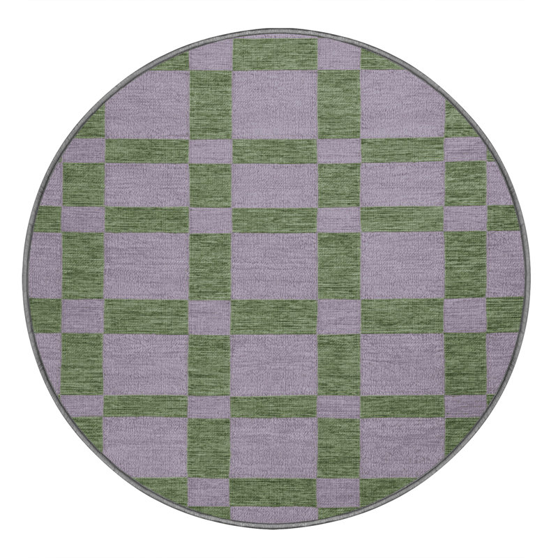 Tapis rose lavable à la machine, Rond 5 pi