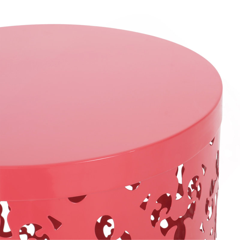 Outdoor Metal End Table -Large, Coral