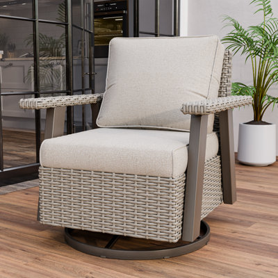 Outdoor Wicker Swivel Glider Chair Set with 5-inch Cushions