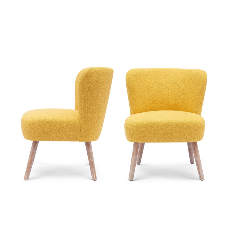 Fauteuil de chambre rembourré Breann, Mélange de polyester moutarde
